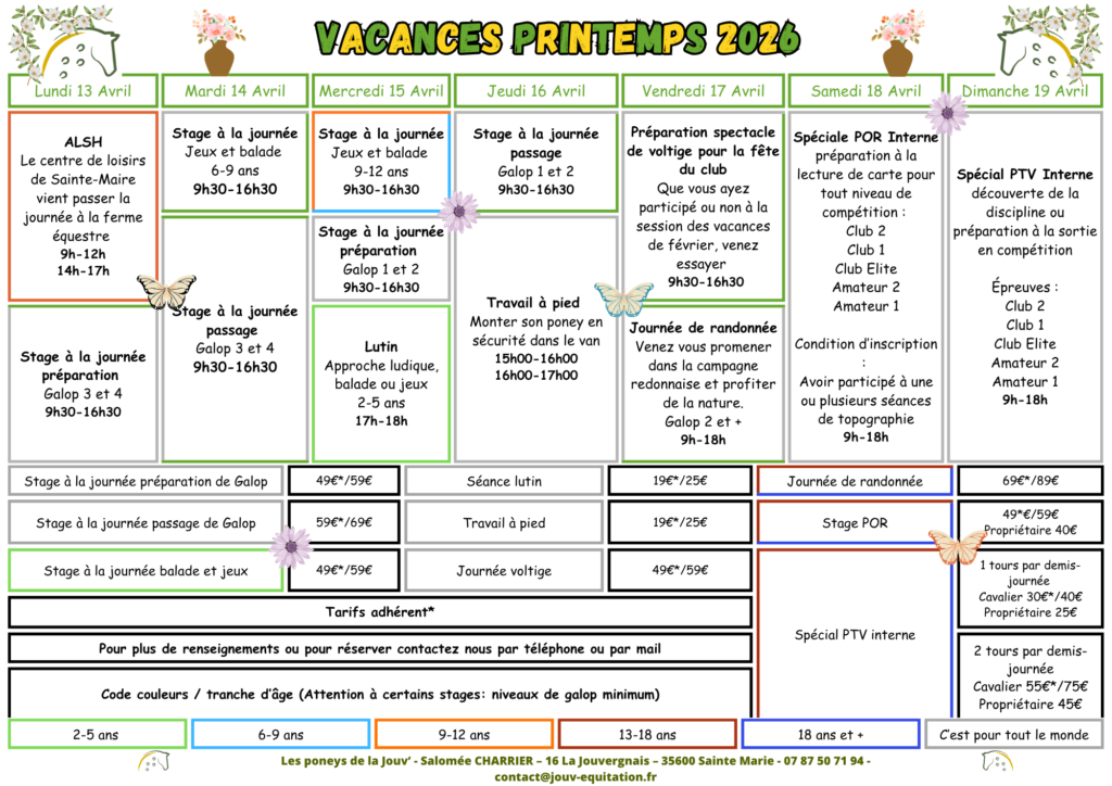 les poneys de la jouv' vacances printemps 2026